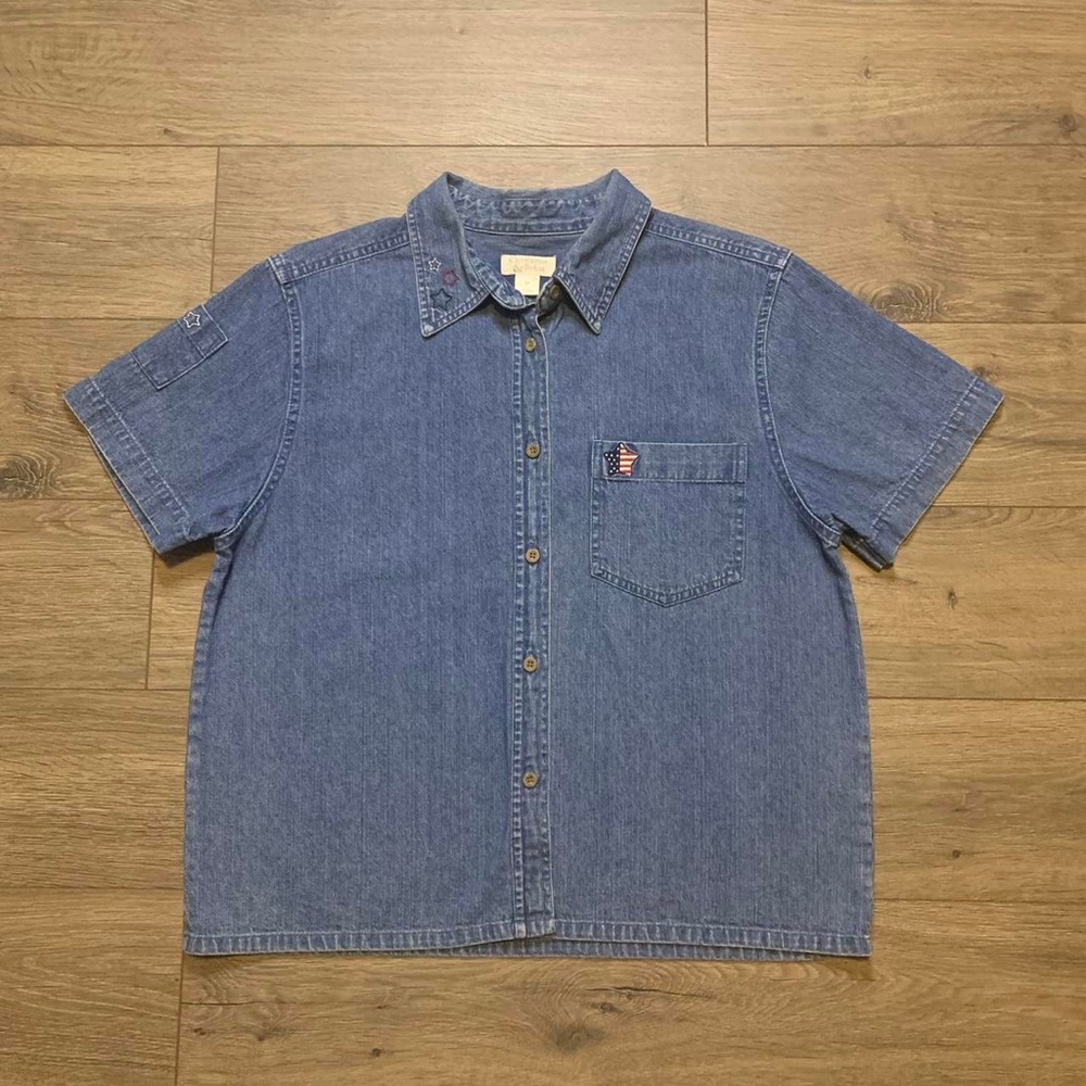 Vintage Christopher & Banks Size Medium Americana Denim Button Up Shirt